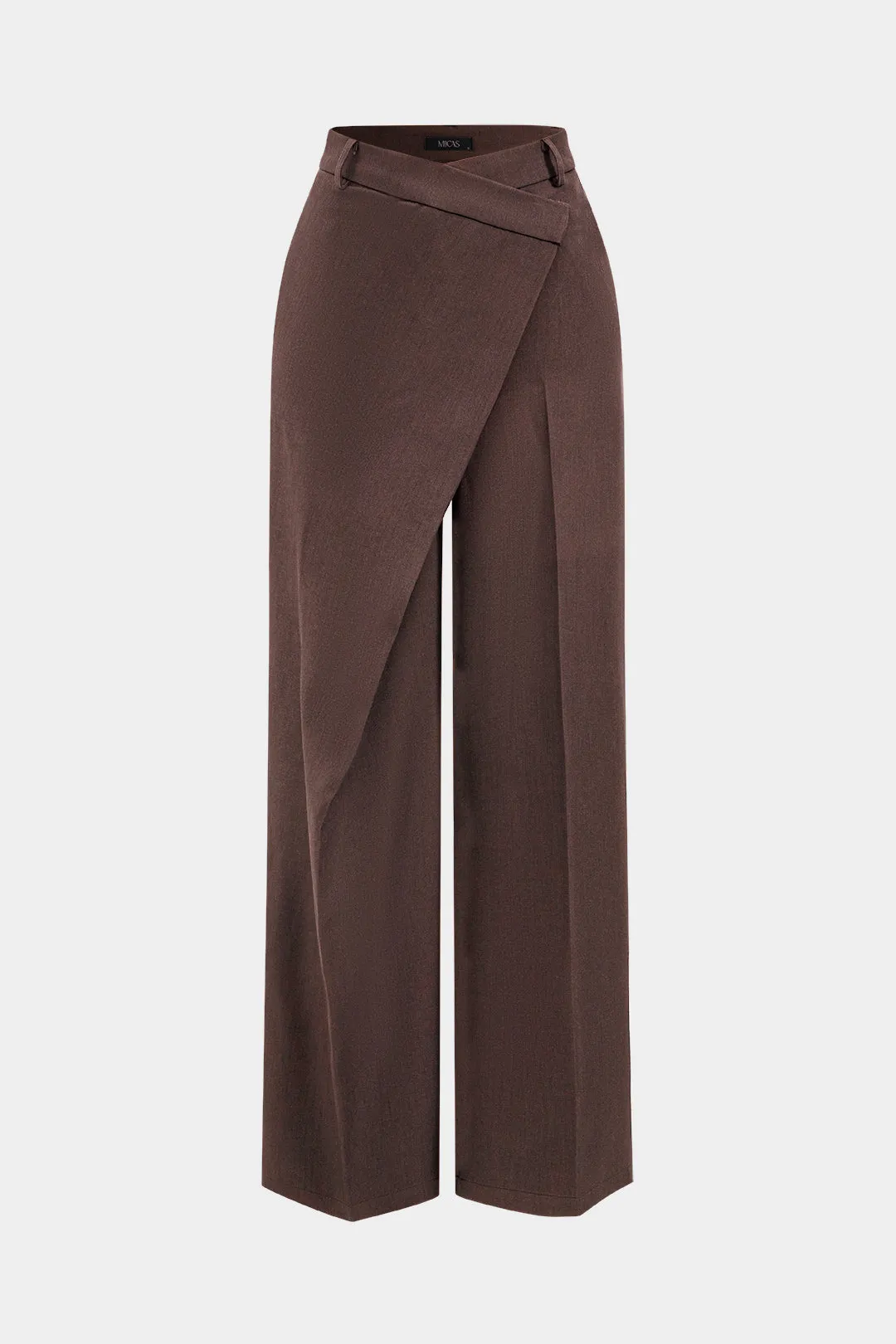 Asymmetrical Wide Leg Trousers in Plain Fabric
