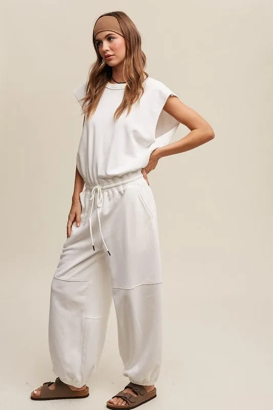 Athleisure French Terry Loose Jogger Jumpsuit, Listicle