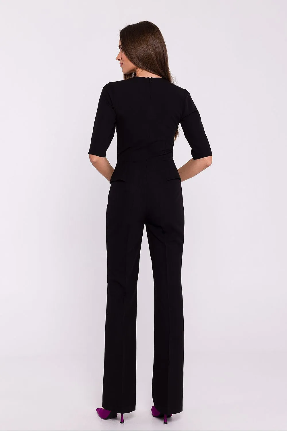 Basque Waist V-Neck Jumpsuit