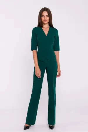 Basque Waist V-Neck Jumpsuit