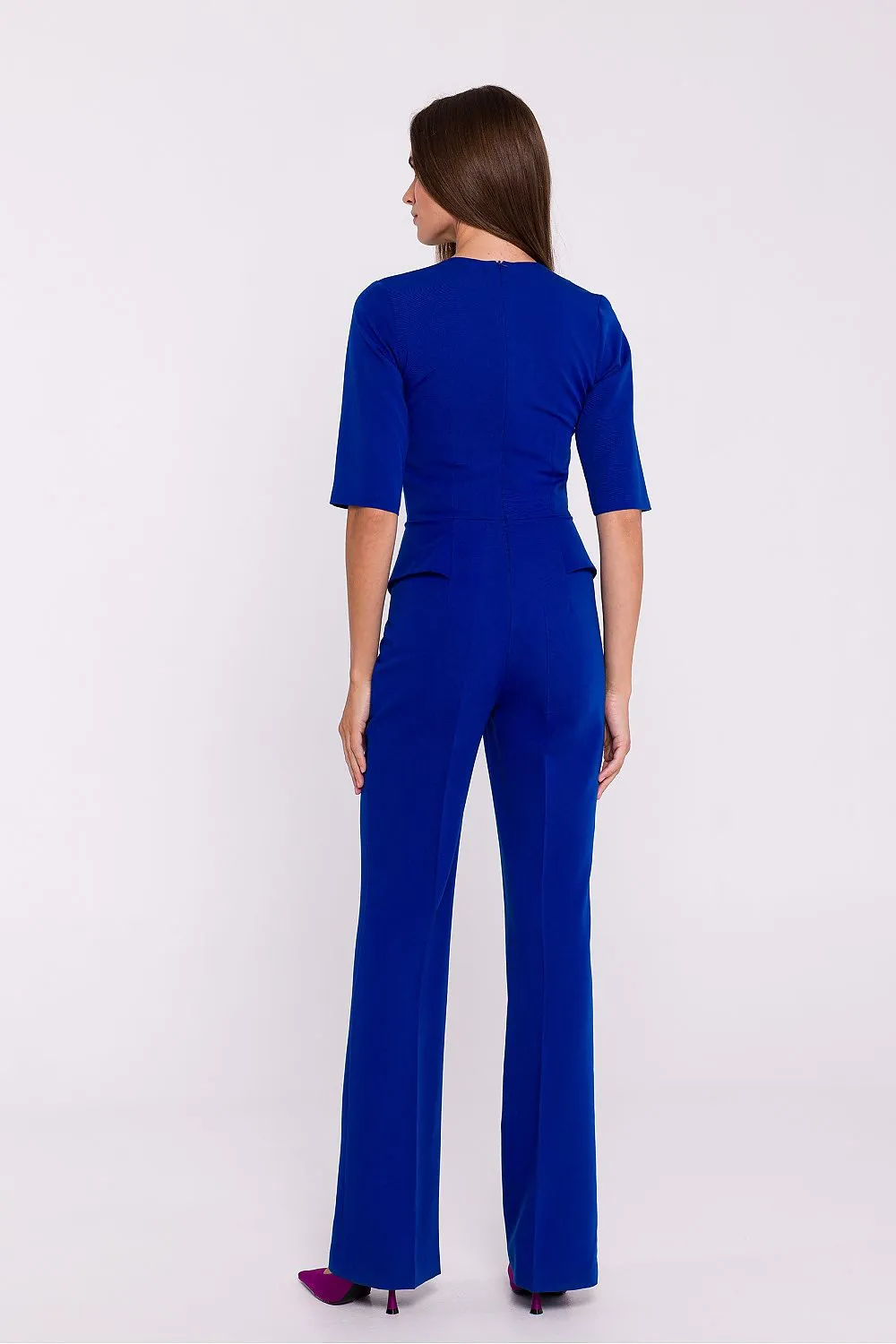 Basque Waist V-Neck Jumpsuit