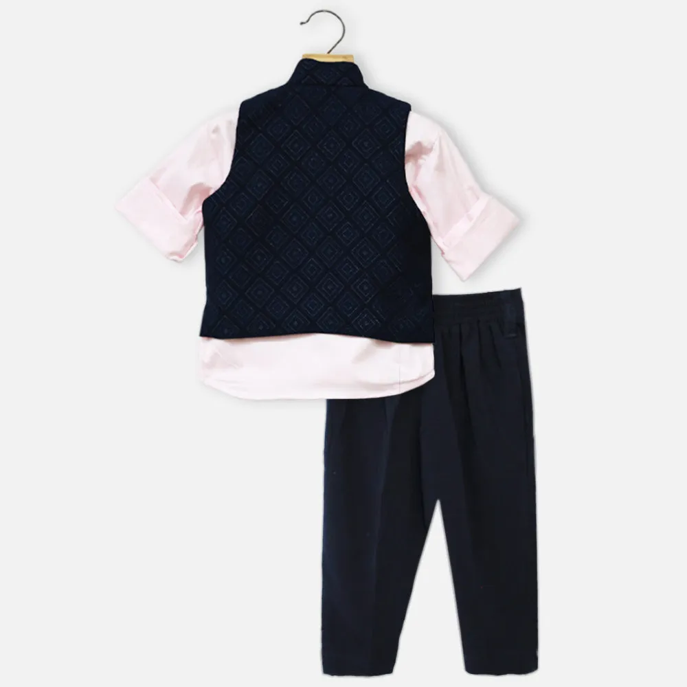 Blue Waistcoat With Pink Shirt & Pant