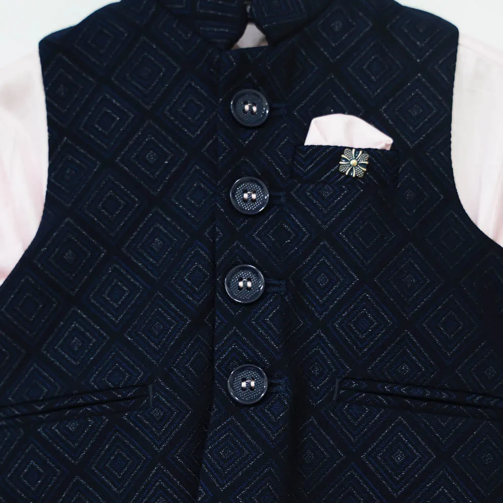 Blue Waistcoat With Pink Shirt & Pant