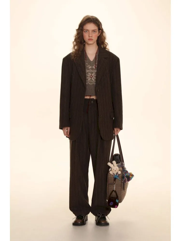 Classic Tweed Suit with Copper Buttons