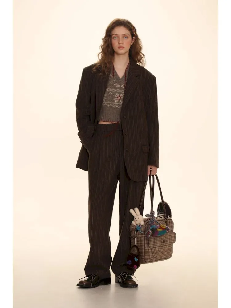 Classic Tweed Suit with Copper Buttons