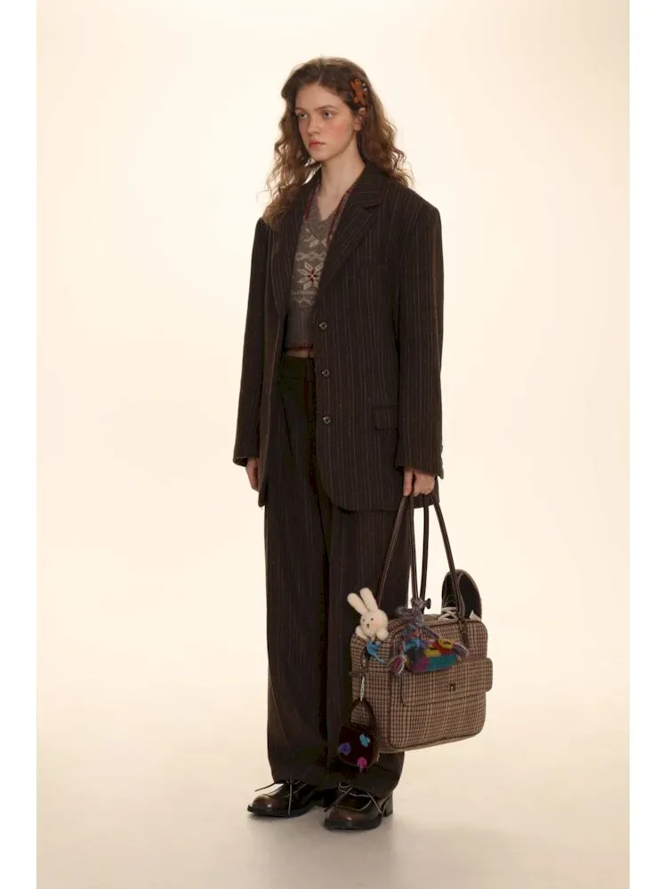Classic Tweed Suit with Copper Buttons