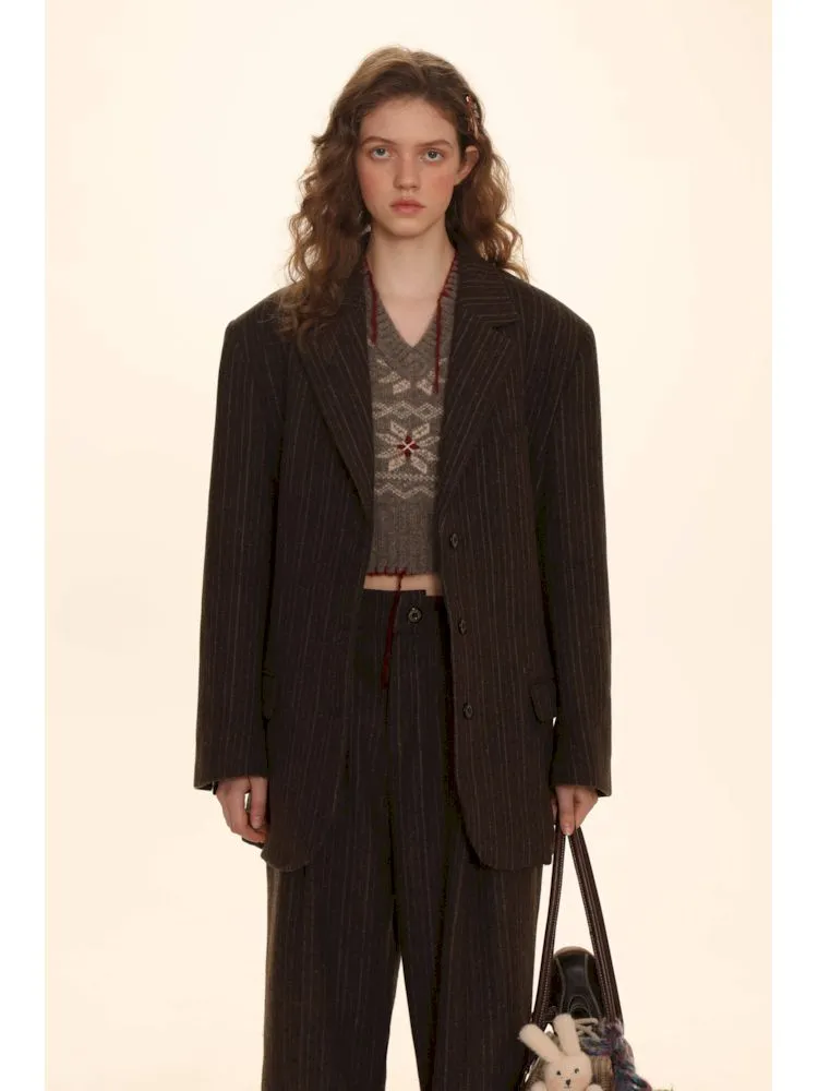Classic Tweed Suit with Copper Buttons