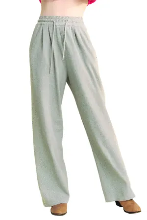 Cotton Blend Rhinestone Wide Leg Pants