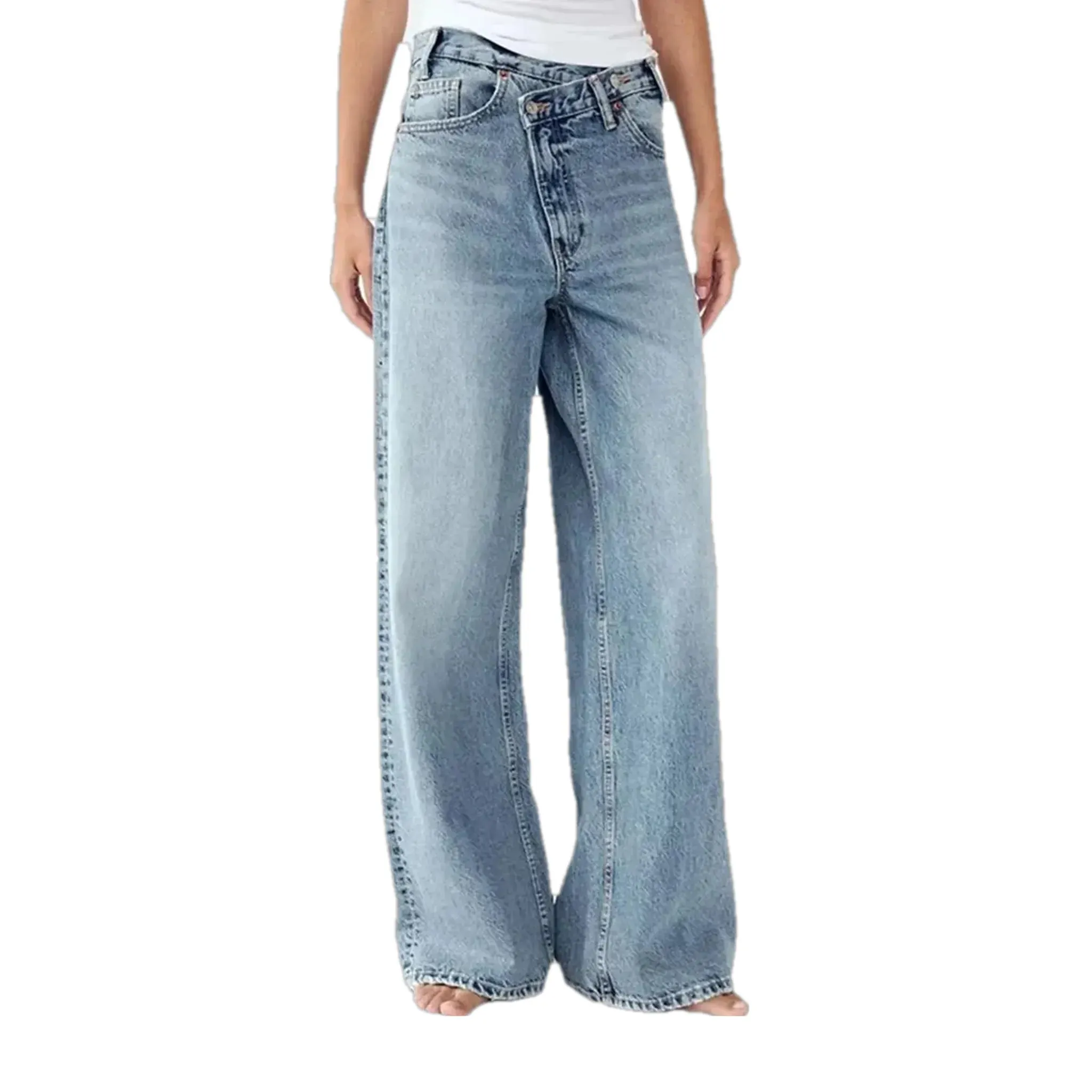Dark wide fit stylish women's jeans