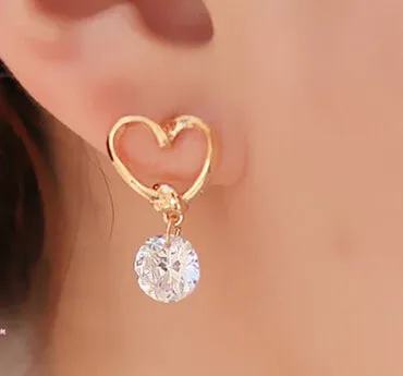 Fashion Drop Crystal Stud Earrings Double Side for Women Bridal Wedding Party Jewelry
