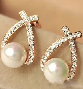 Fashion Drop Crystal Stud Earrings Double Side for Women Bridal Wedding Party Jewelry
