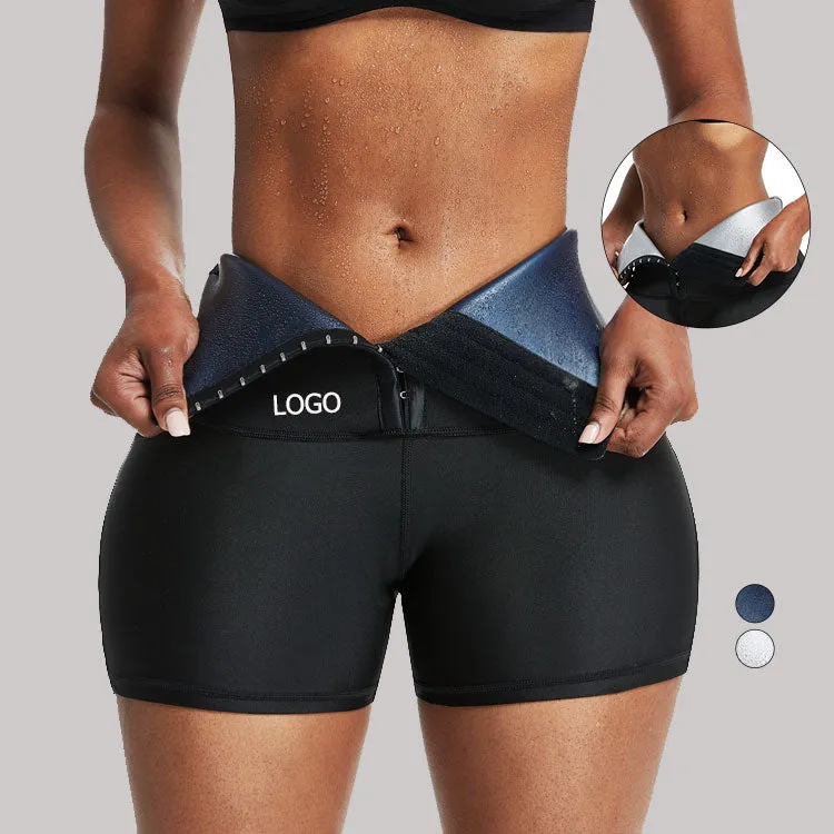 Female High waist slimming fitness sweat neoprene  waist trainer sports pants.