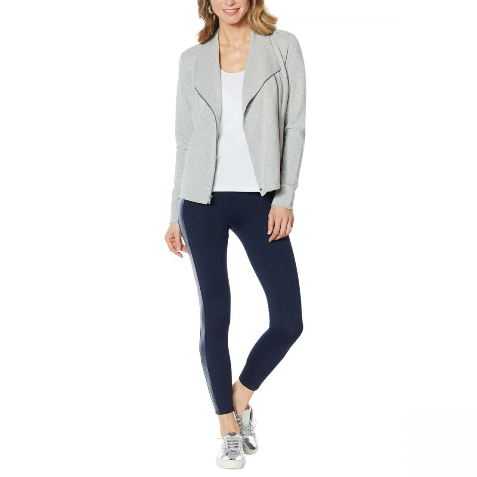G by Giuliana Women's Plus Size Jet Set French Terry Moto Jacket