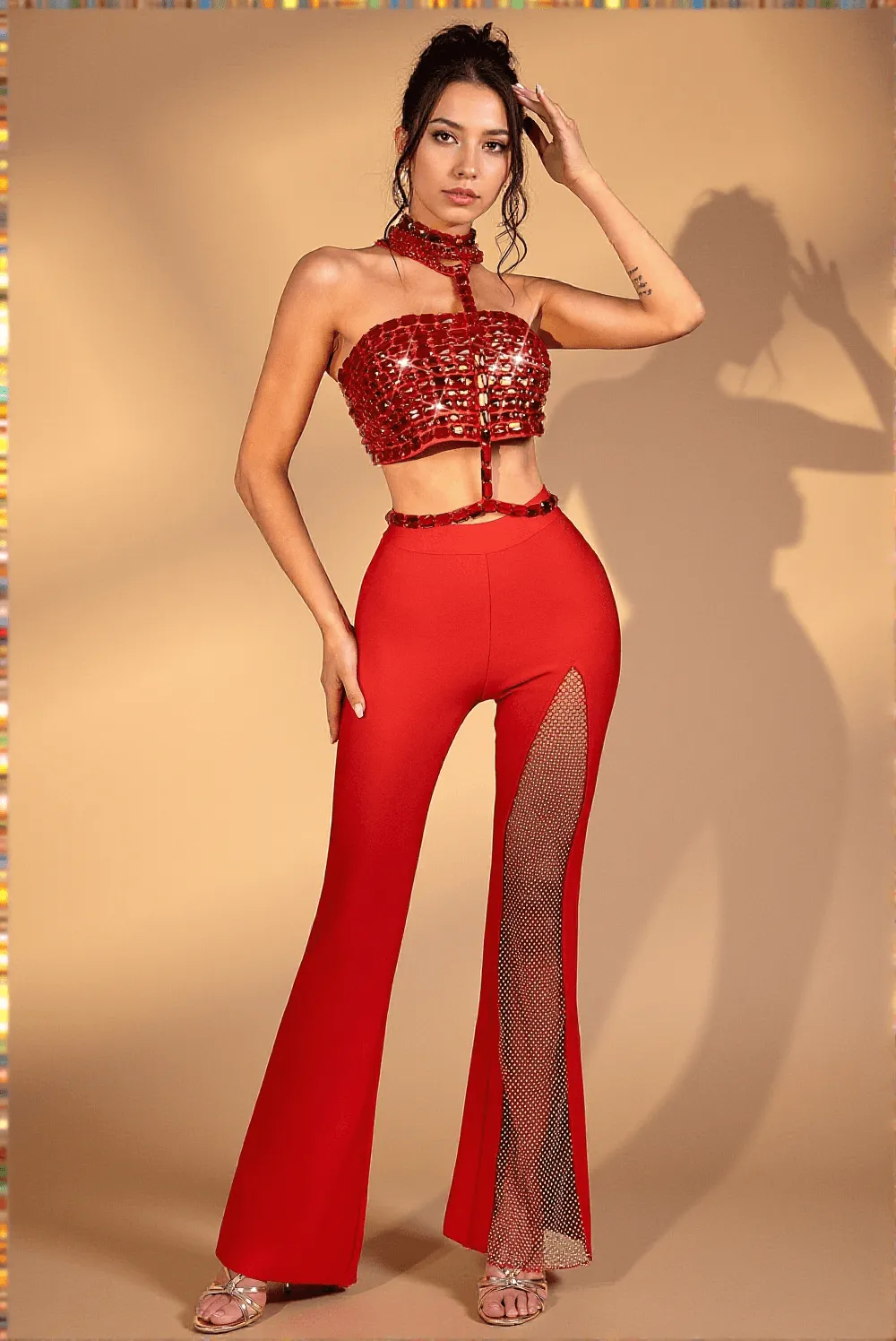 Hareem Mini rhinestones Highneck Top