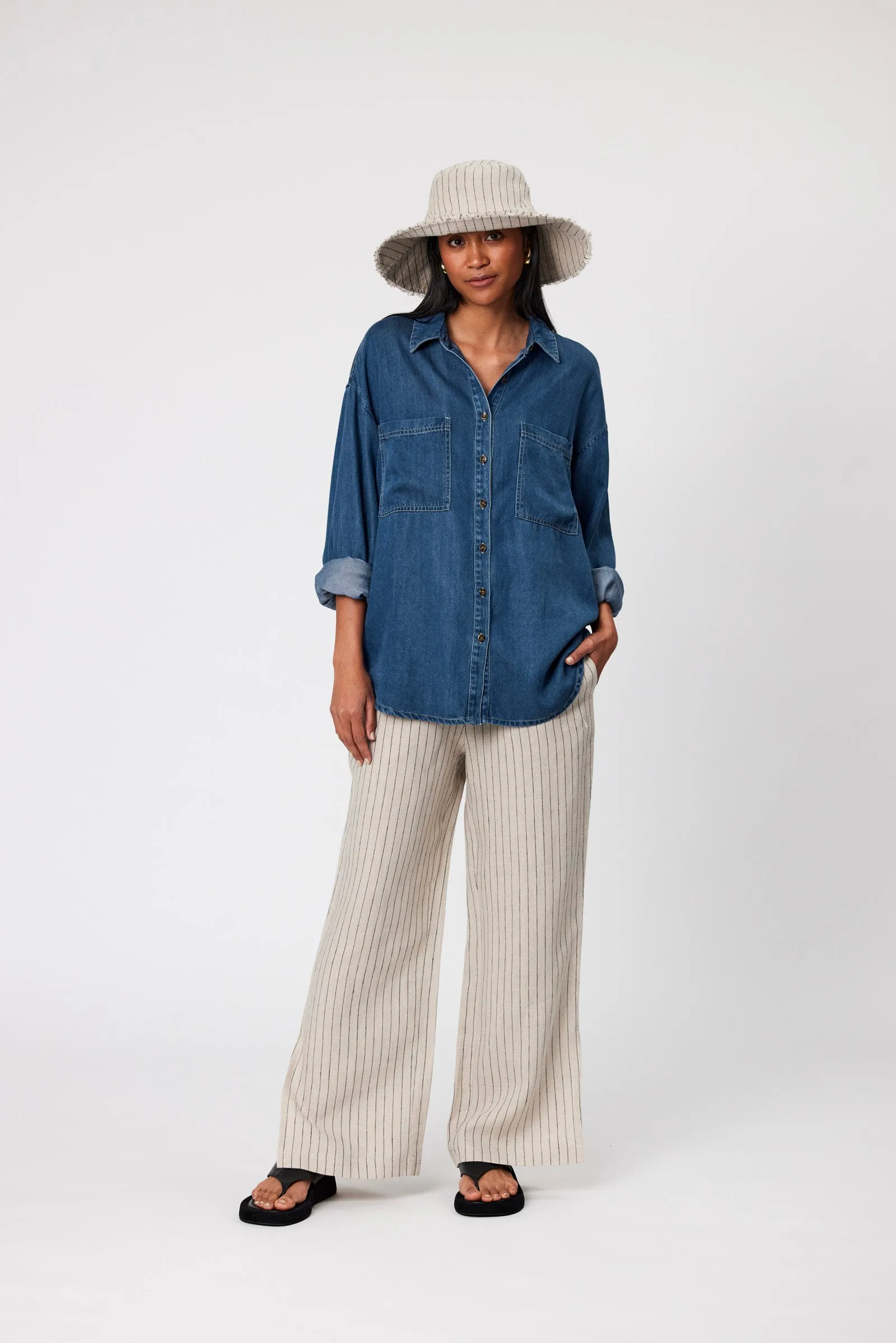 Jet Set Linen Pant - Natural Stripe