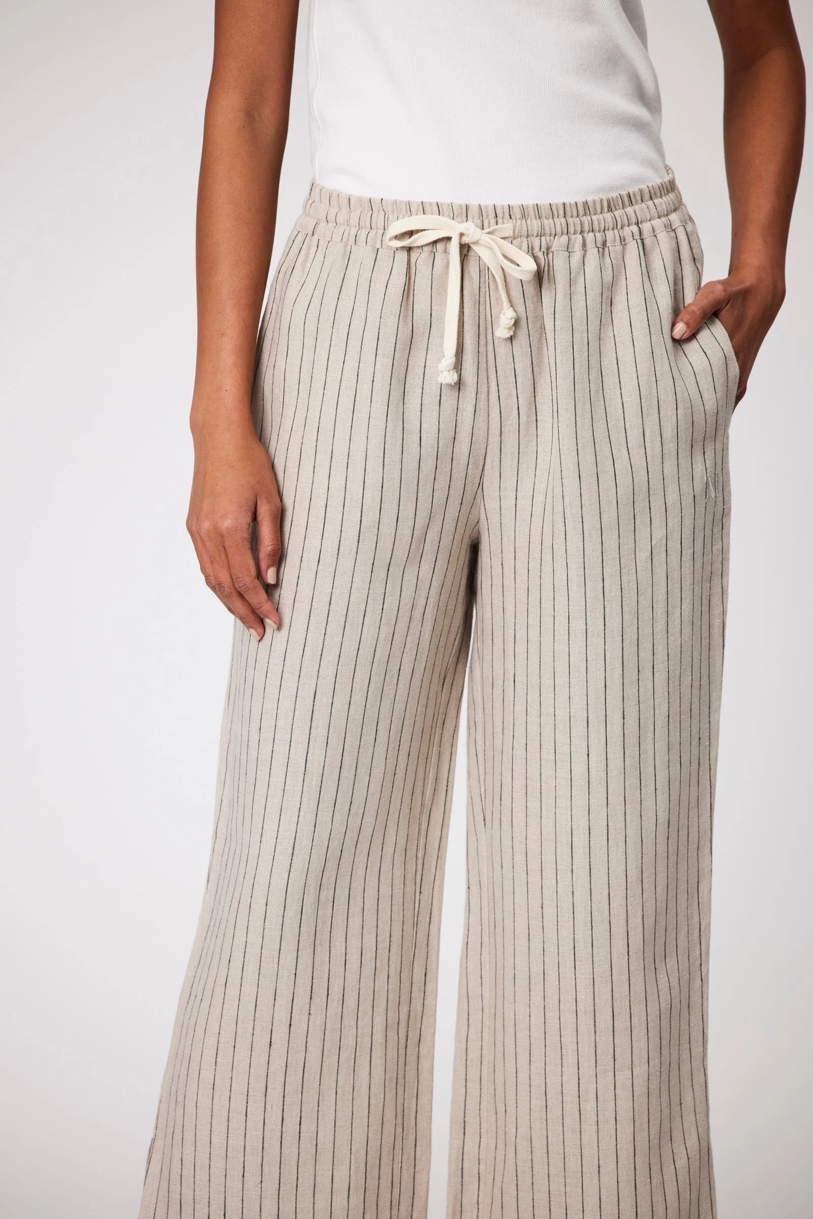 Jet Set Linen Pant - Natural Stripe
