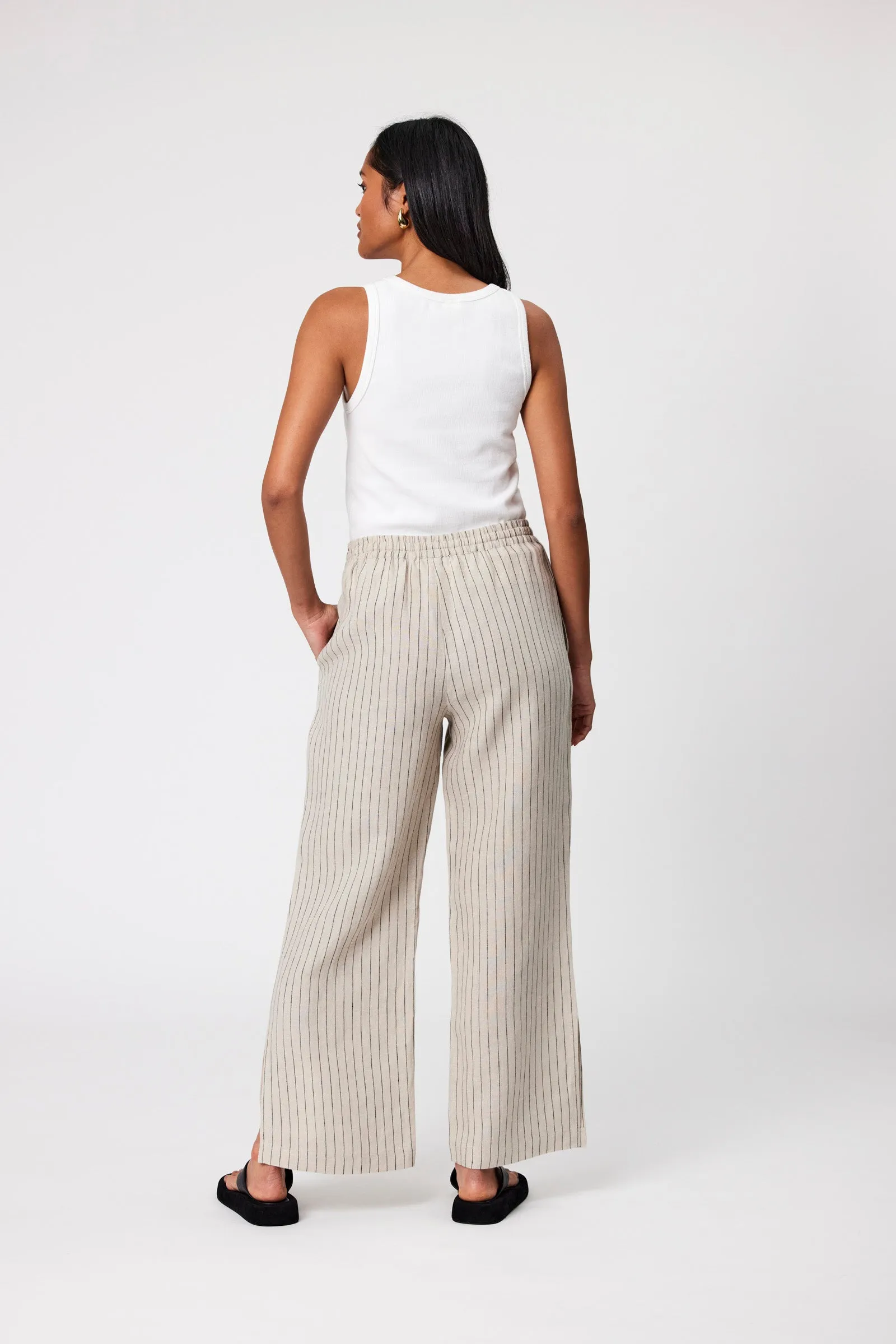 Jet Set Linen Pant - Natural Stripe