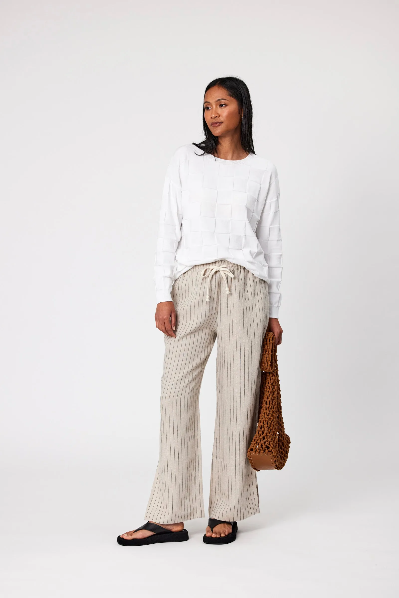Jet Set Linen Pant - Natural Stripe