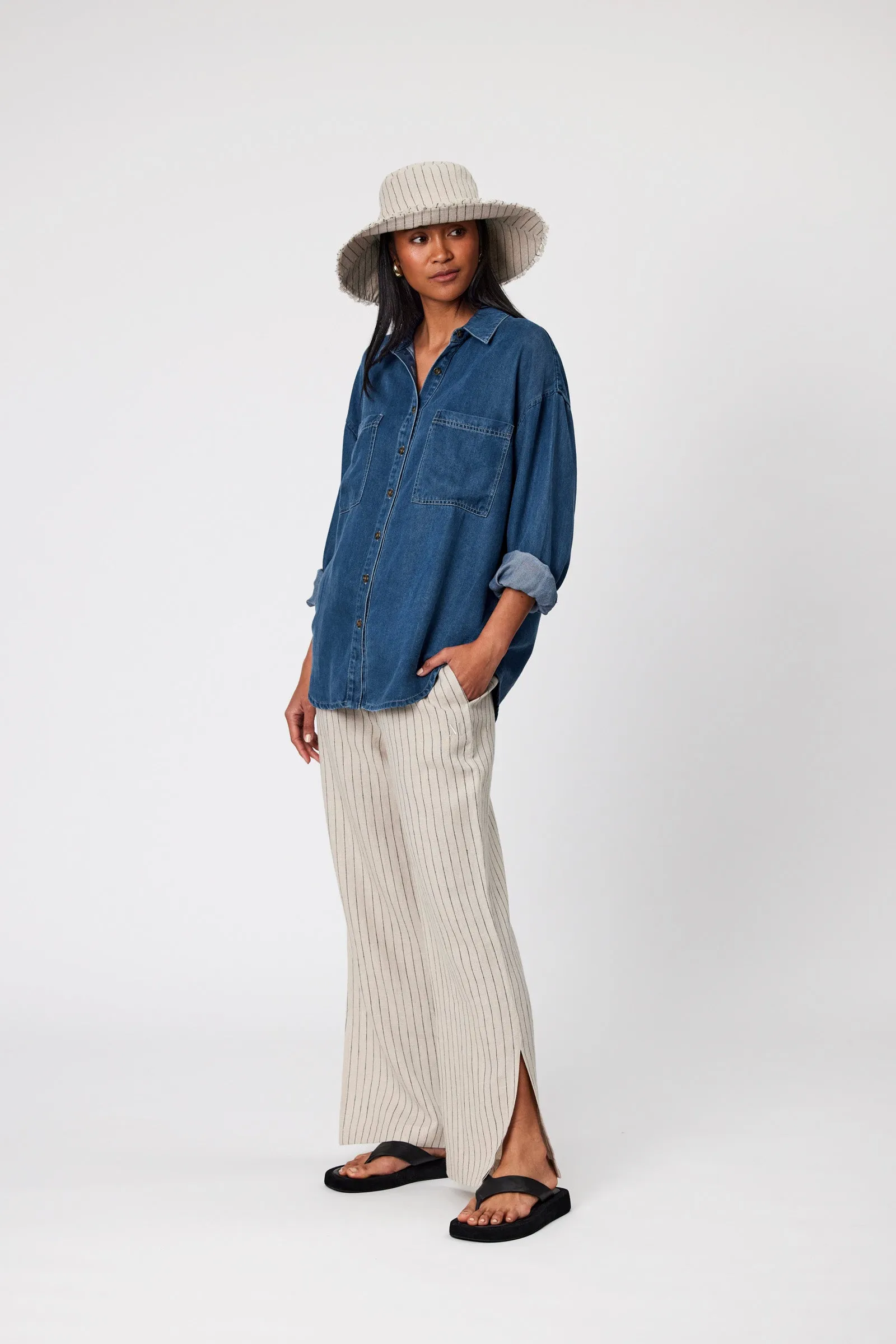 Jet Set Linen Pant - Natural Stripe