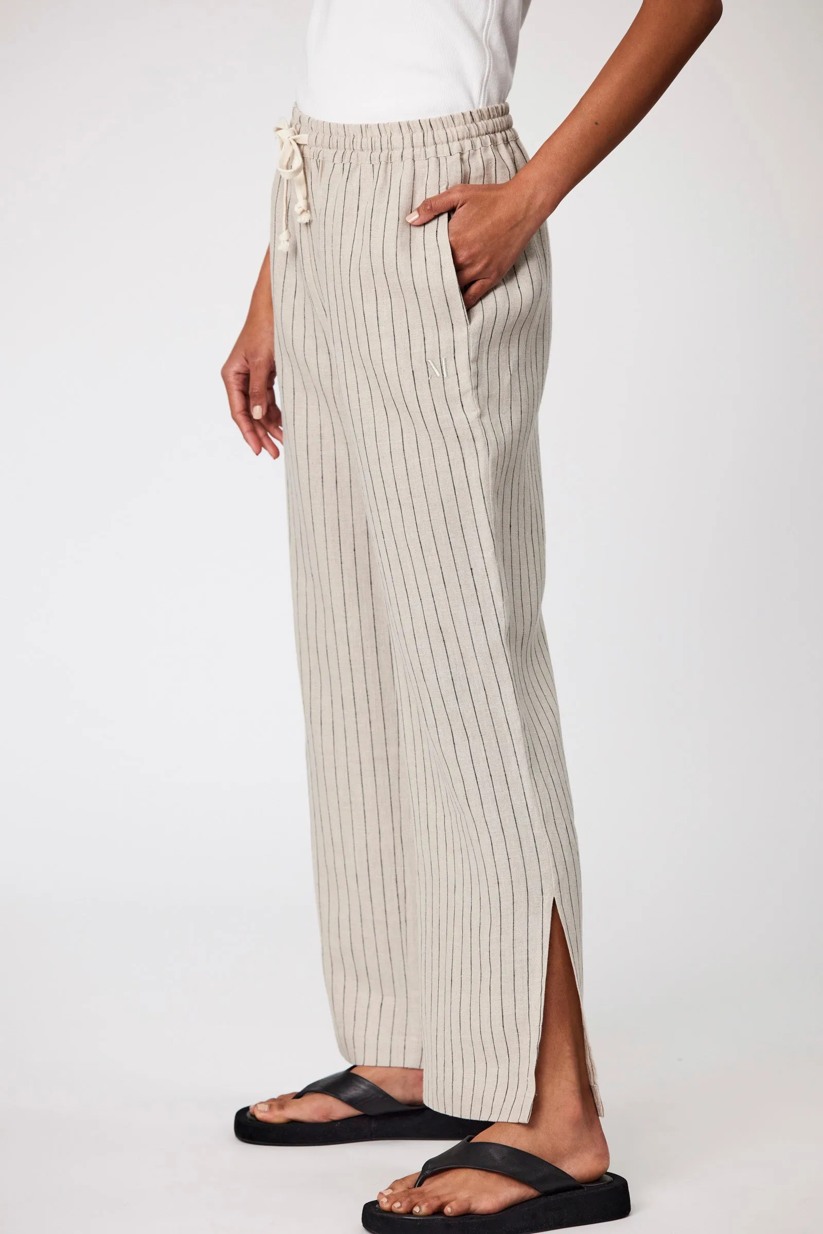 Jet Set Linen Pant - Natural Stripe