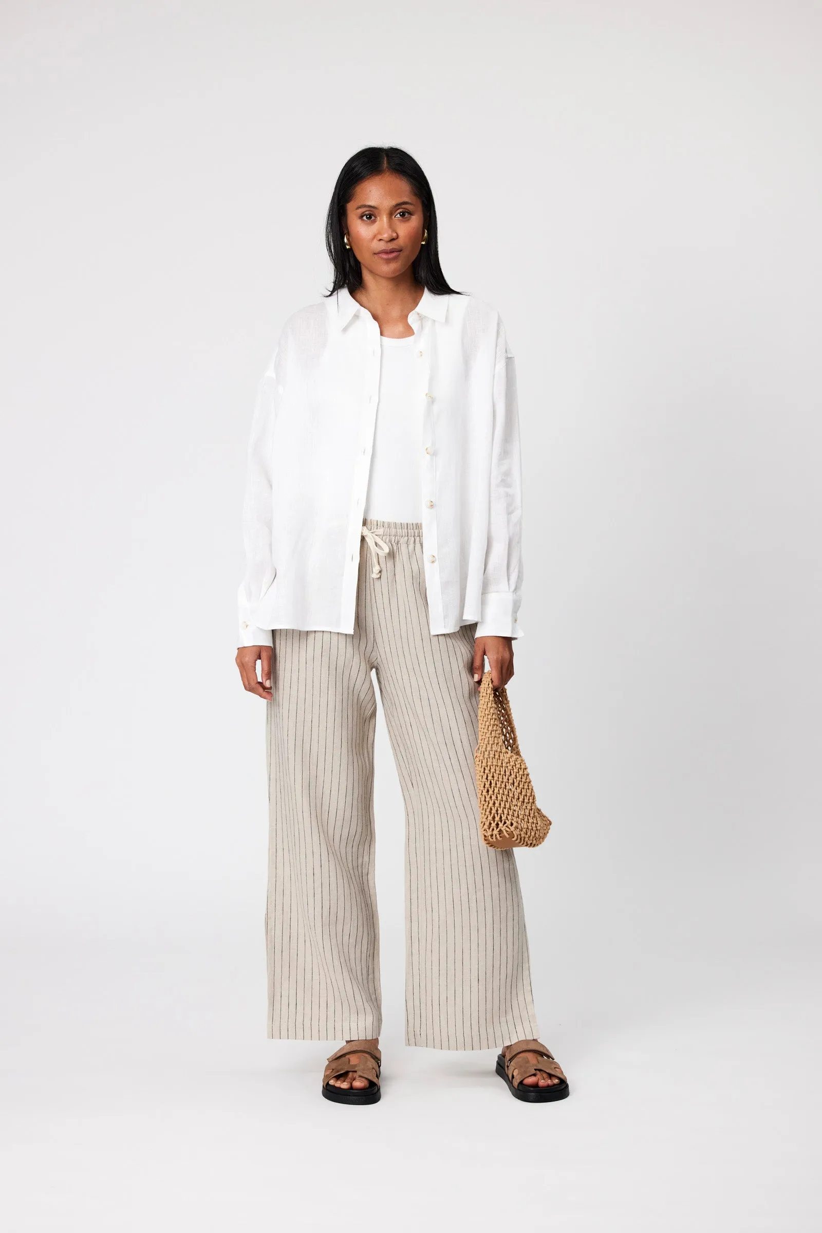 Jet Set Linen Pant - Natural Stripe