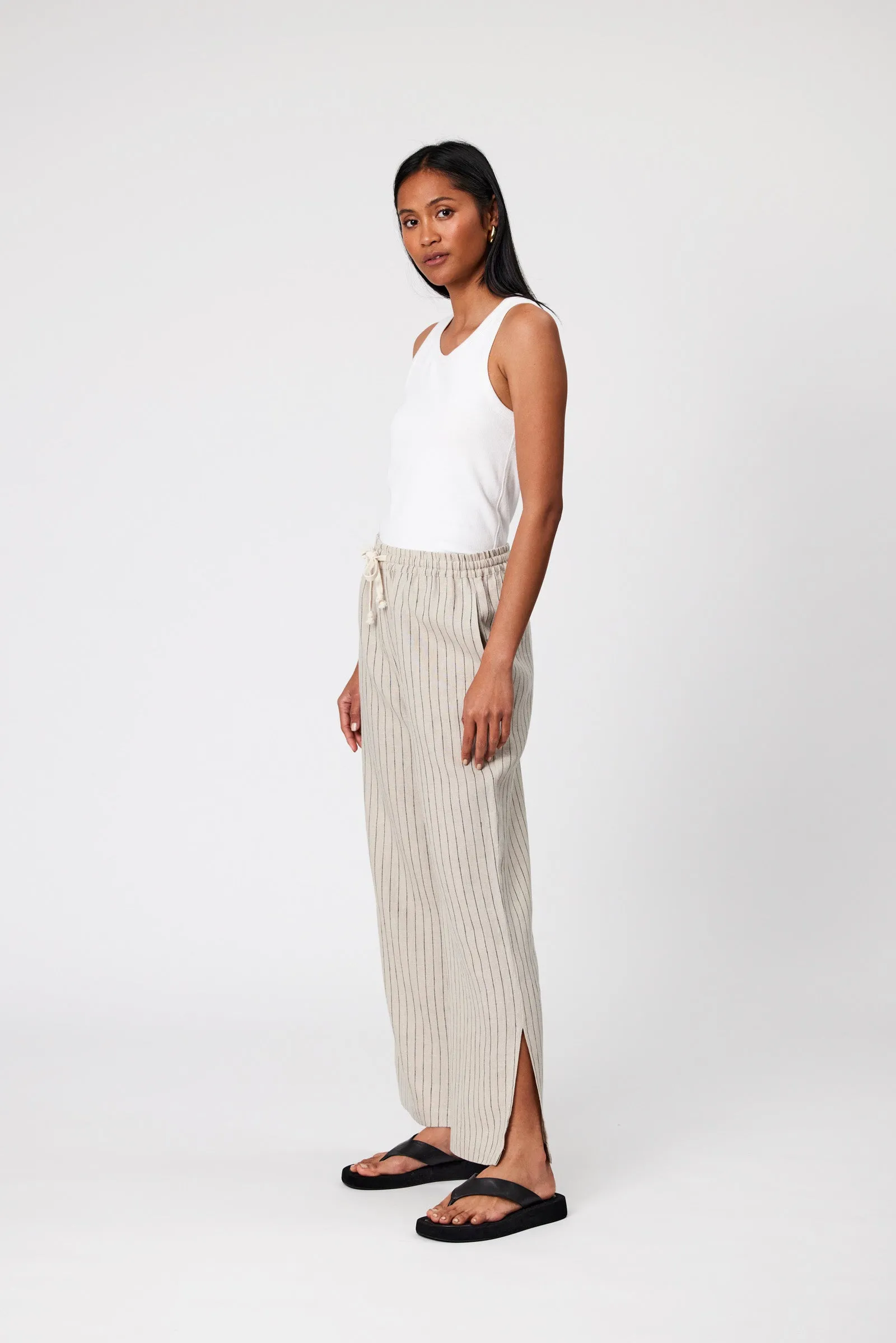 Jet Set Linen Pant - Natural Stripe