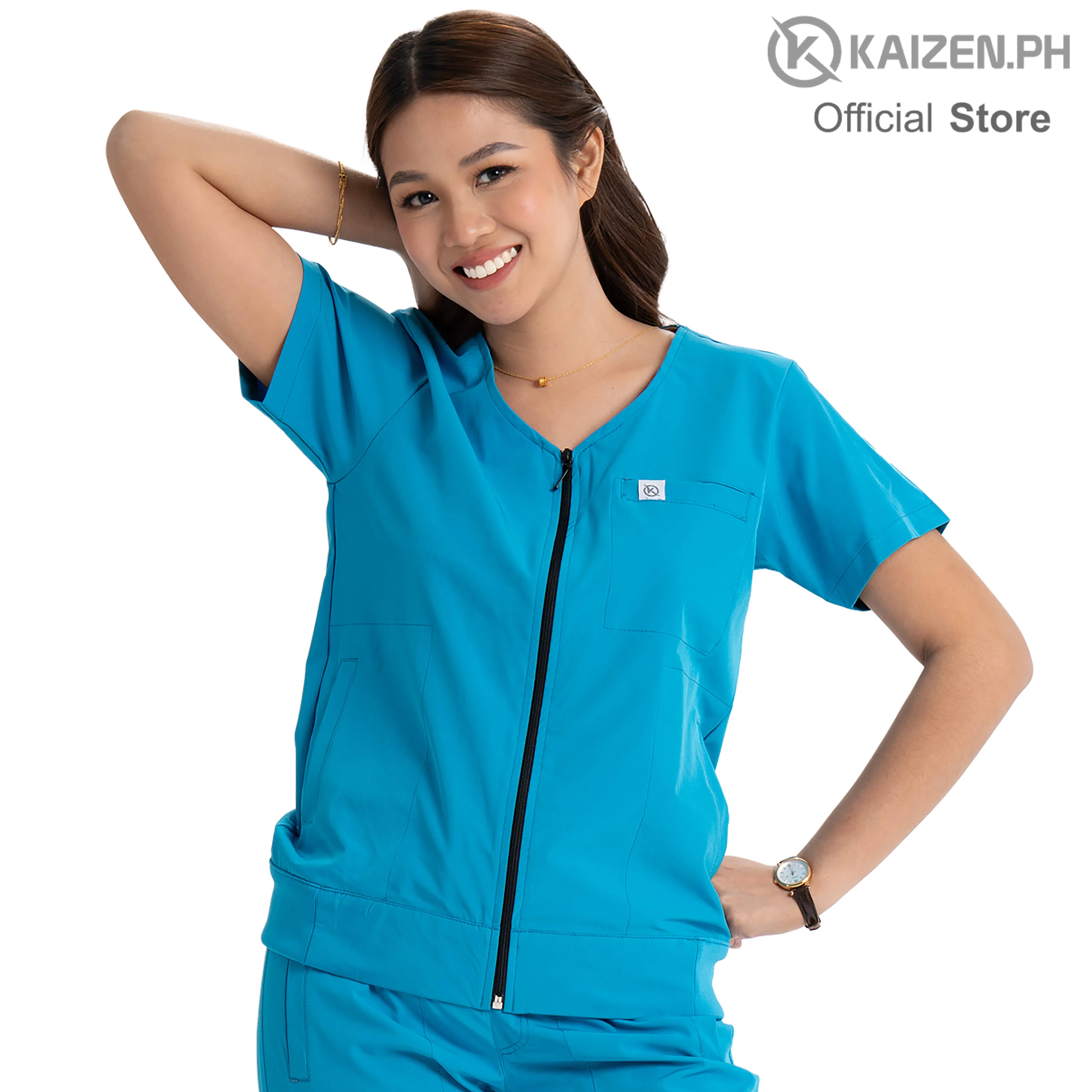 KAIZEN.PH Scrub Suit 2nd Gen KSS2G-18 Full Zipper Top 5-pocket Jogger Pants