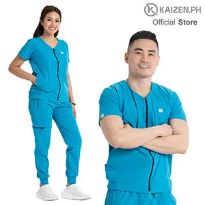 KAIZEN.PH Scrub Suit 2nd Gen KSS2G-18 Full Zipper Top 5-pocket Jogger Pants