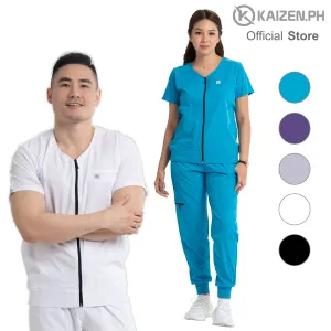 KAIZEN.PH Scrub Suit 2nd Gen KSS2G-18 Full Zipper Top 5-pocket Jogger Pants