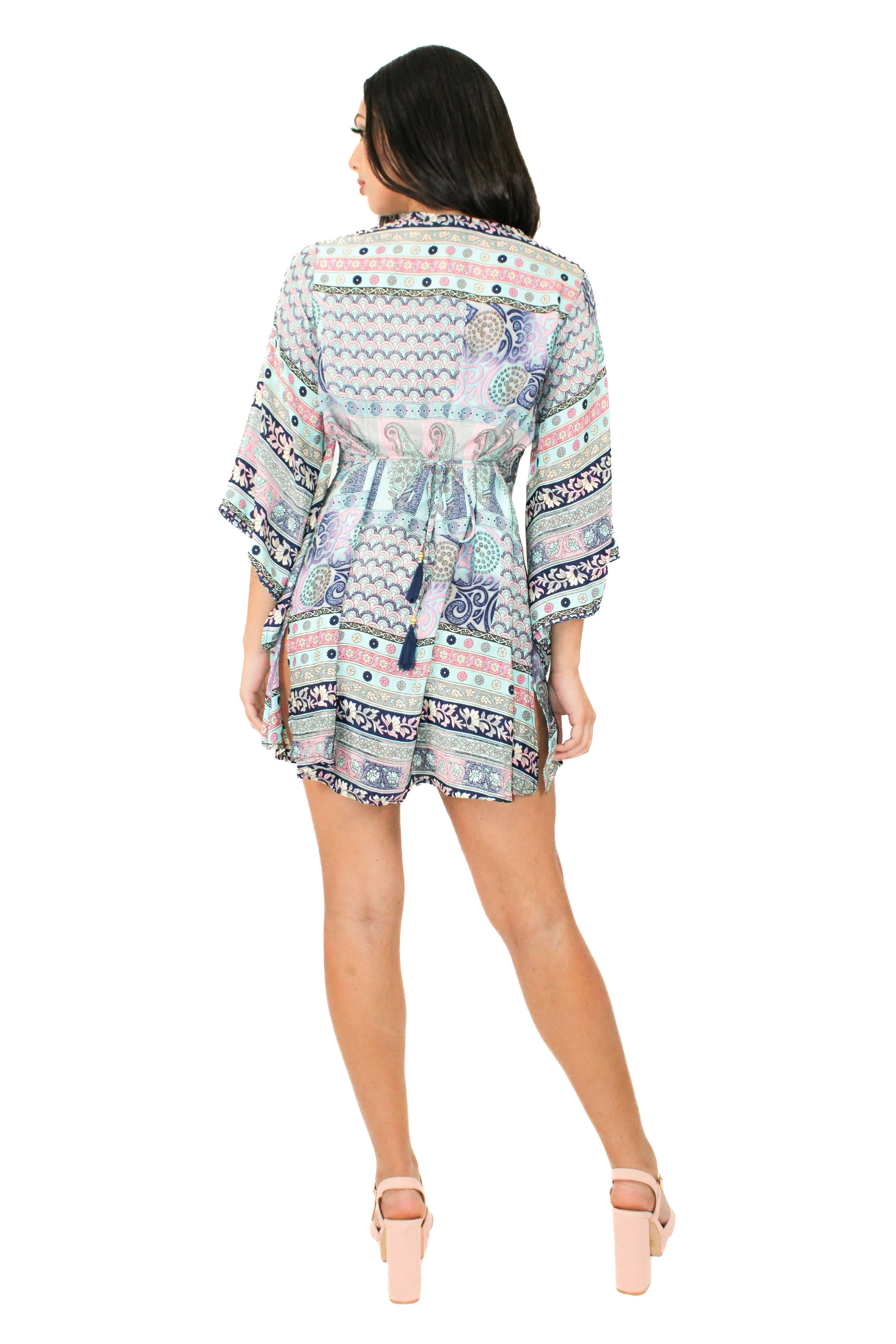 Lazy Daisy smock waist short dress in Natural Mix (5004)
