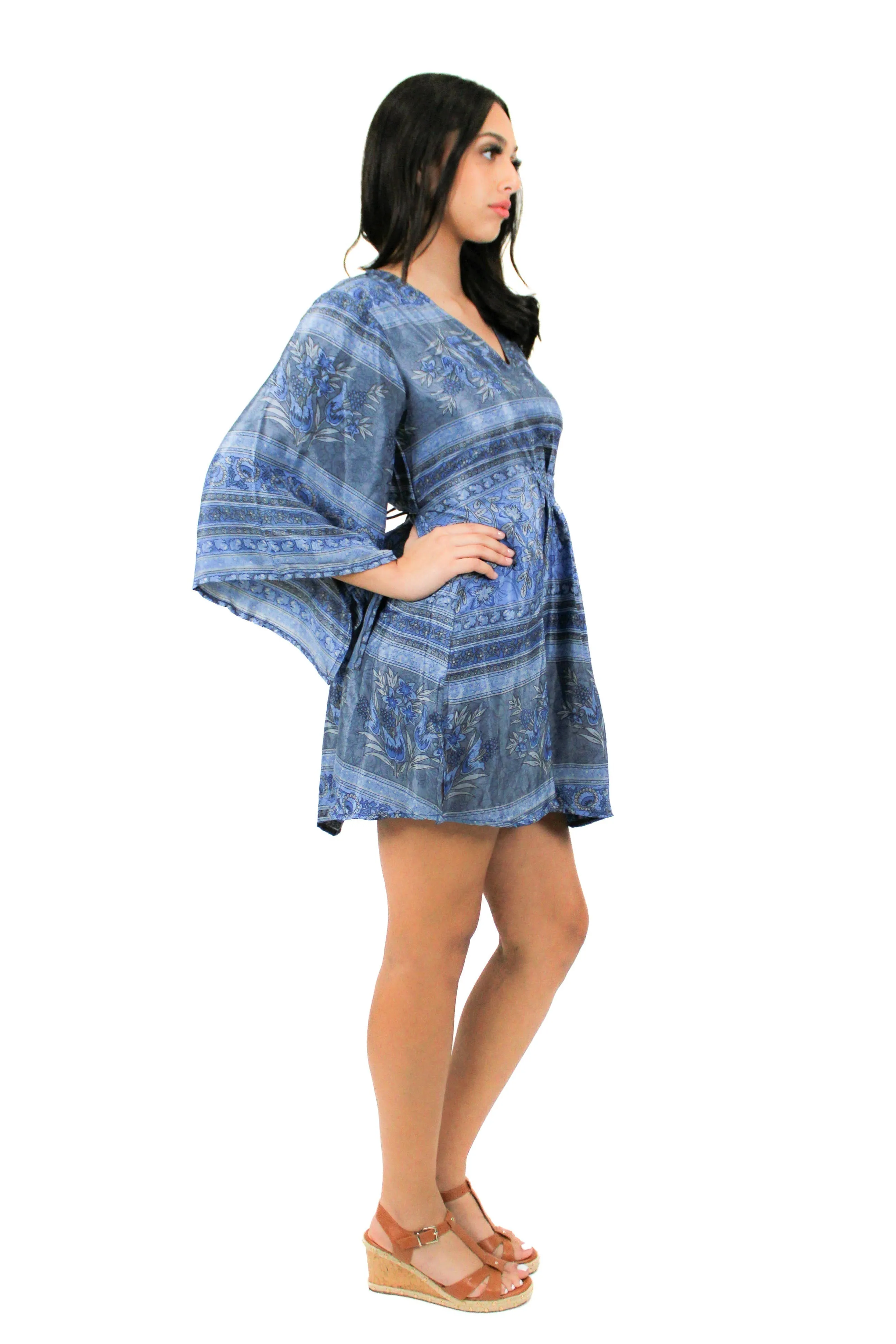 Lazy Daisy smock waist short dress in Natural Mix (5004)