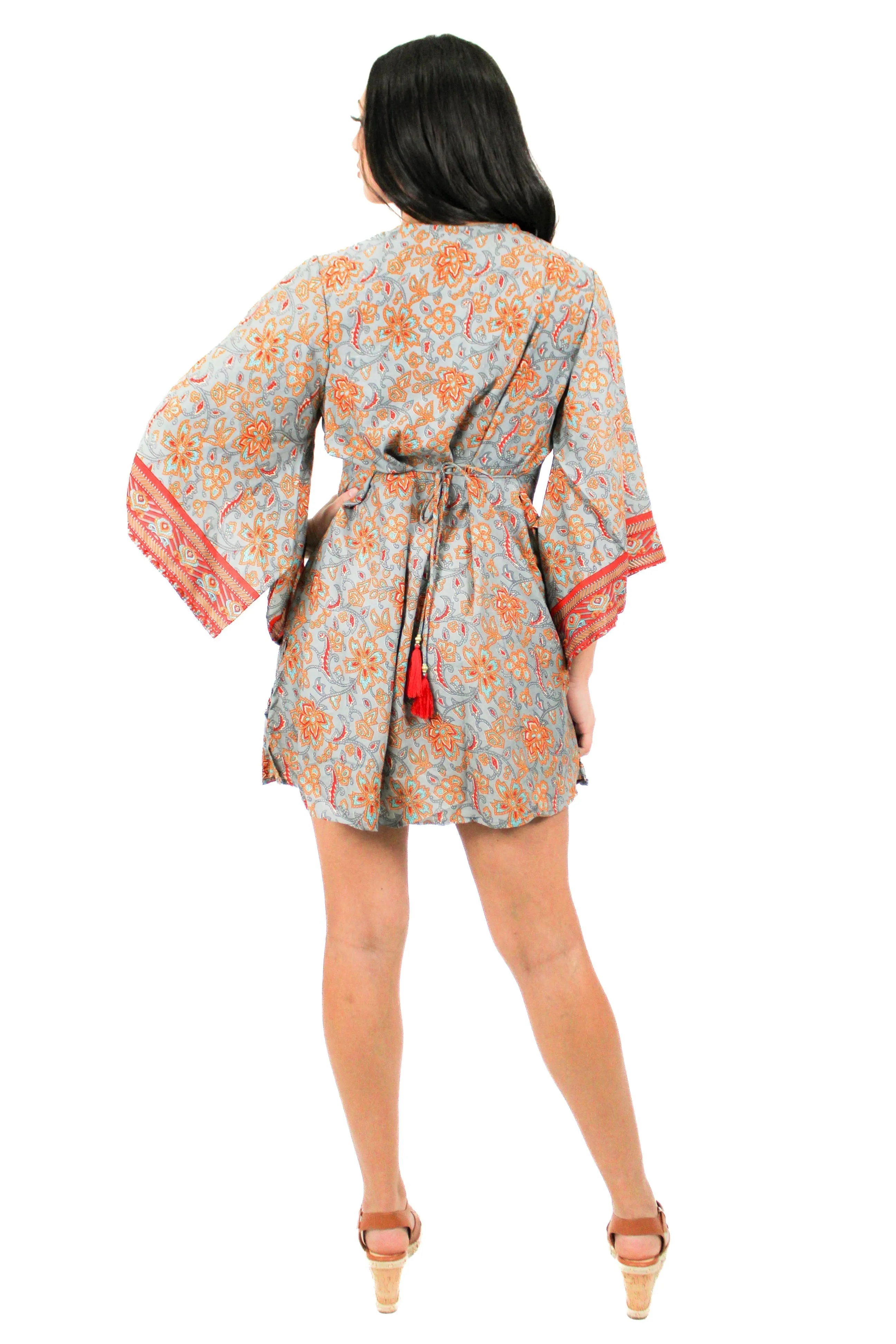 Lazy Daisy smock waist short dress in Natural Mix (5004)