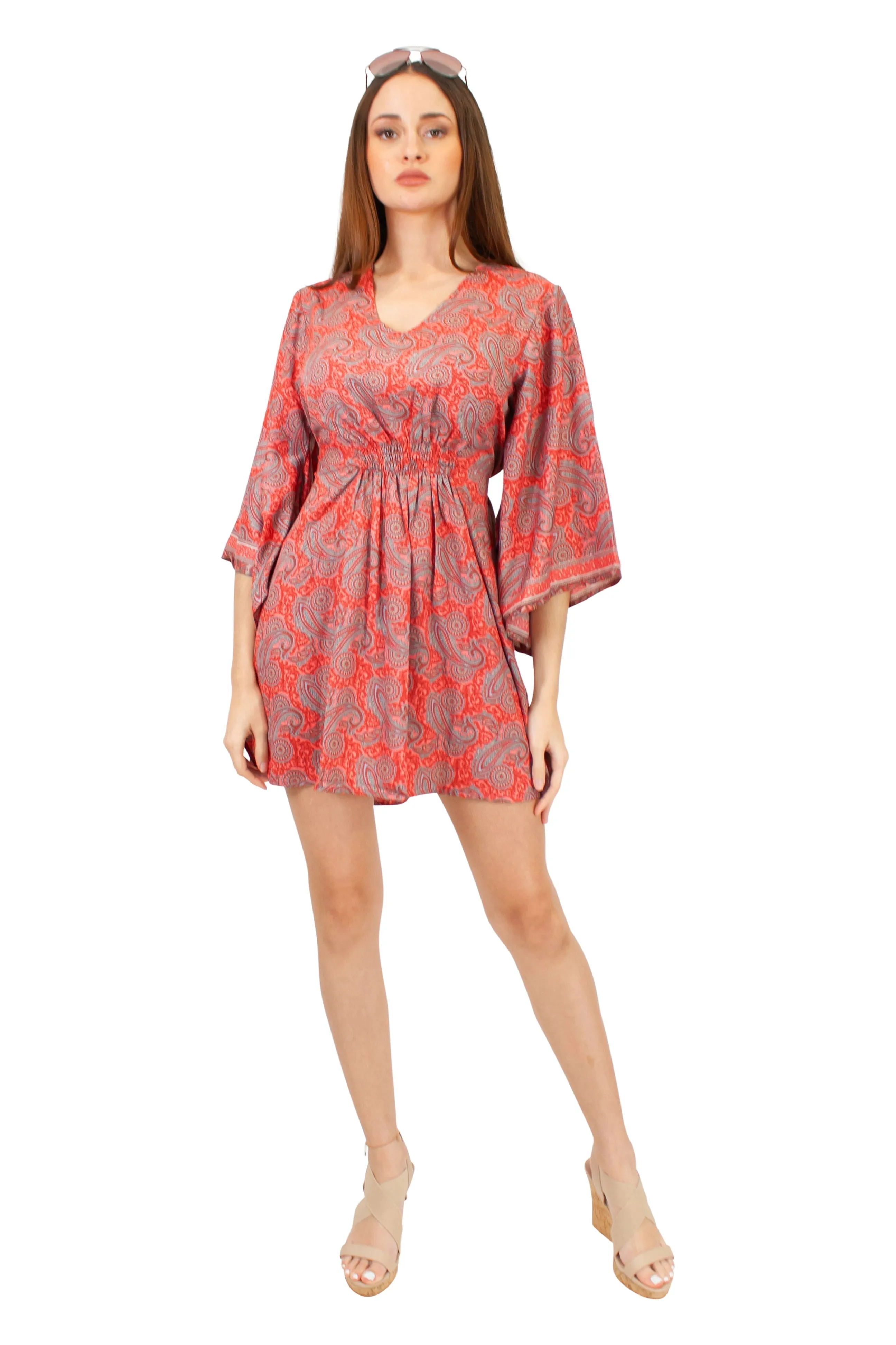Lazy Daisy smock waist short dress in Natural Mix (5004)
