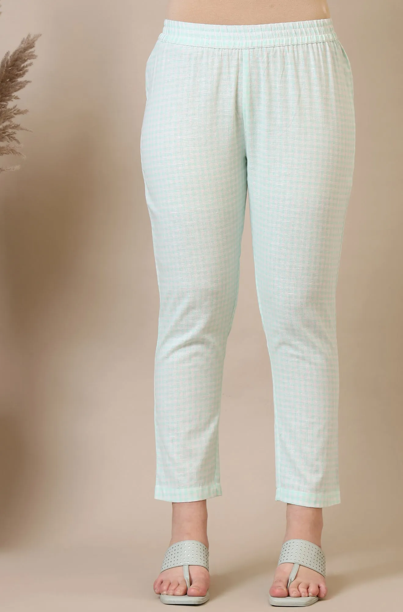 Light Blue Geometric Printed Cotton Blend Straight Kurta and Pants Co-ord Set