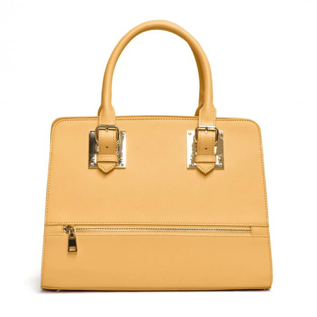 LOEM camel  egg yellow zipper dual pockets boxer shoulder Bag handbag Designer Inspired