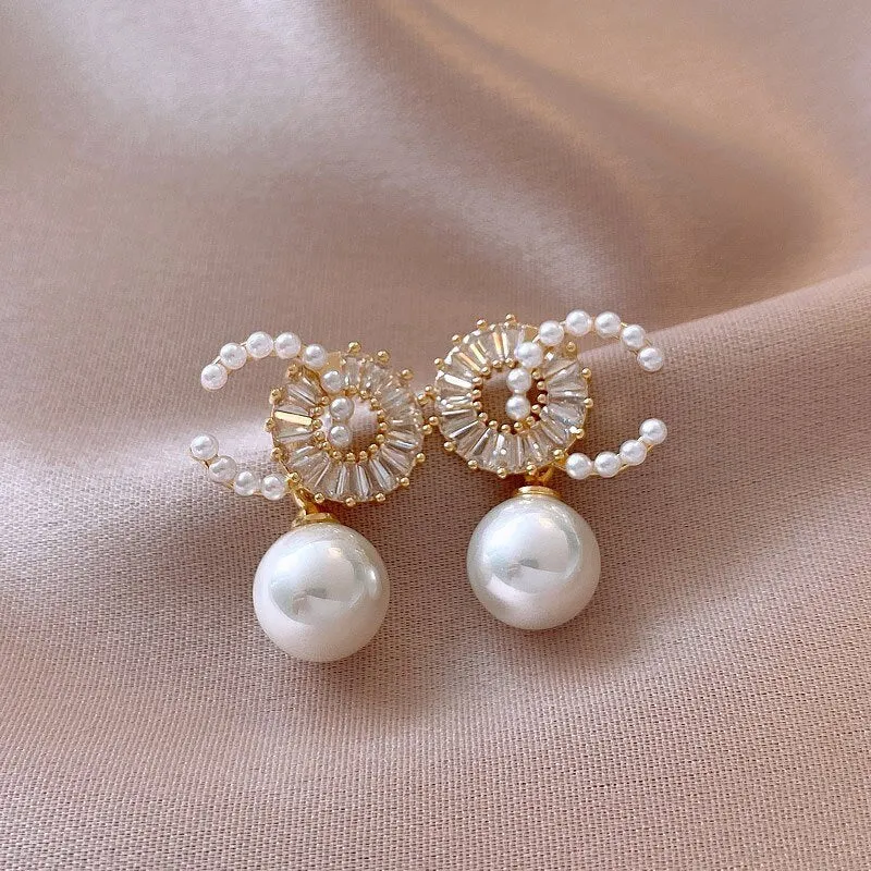 Luxury White Pearl Earrings for Women Wedding Jewelry Gift