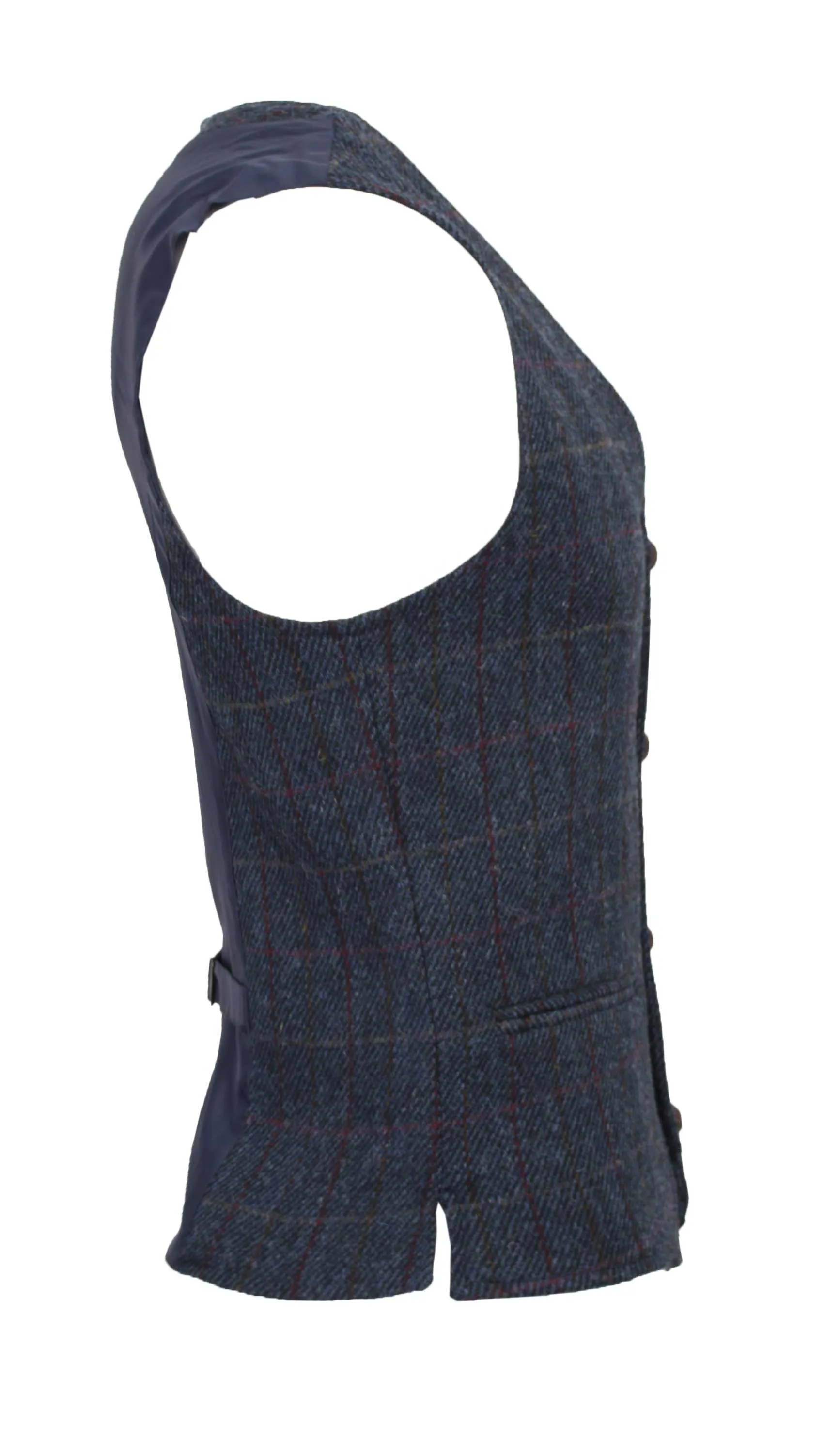 Mens Classic Scottish Harris Tweed Waistcoat - Royal Blue
