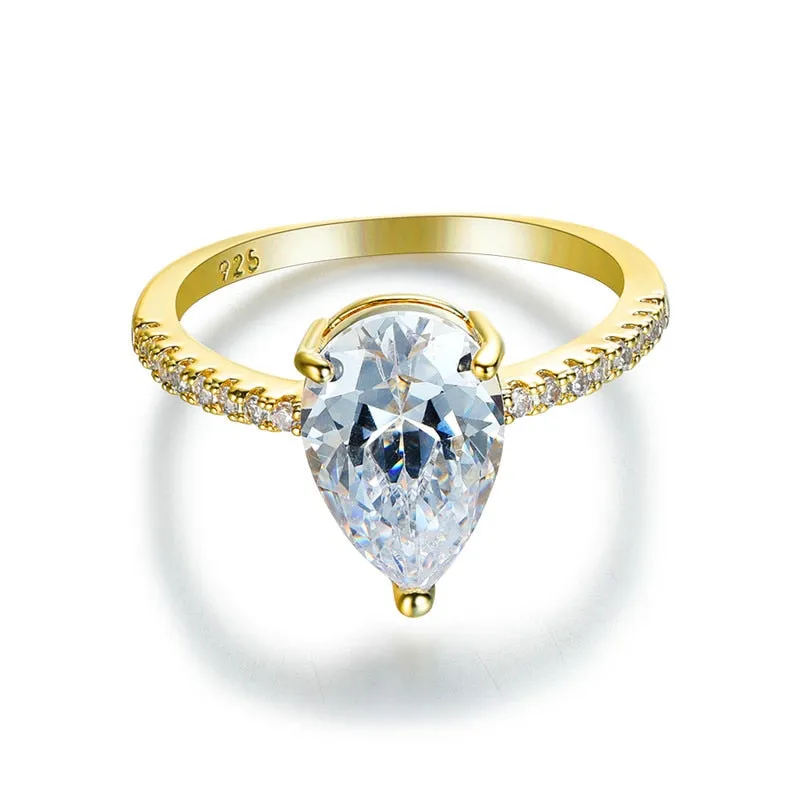 Natural Sapphire Engagement Gemstone Ring 14K Yellow Gold For Women