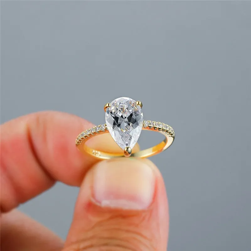 Natural Sapphire Engagement Gemstone Ring 14K Yellow Gold For Women