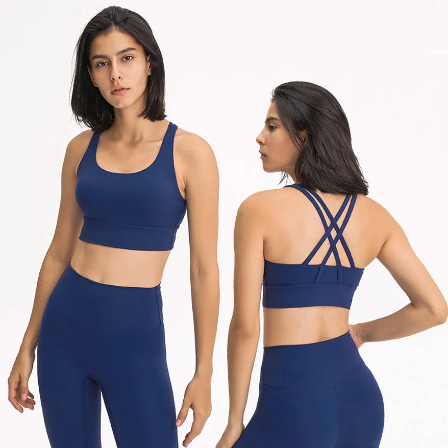 New cross beauty back gym fitness bra brushed high strength shock proof support sports yoga BRA