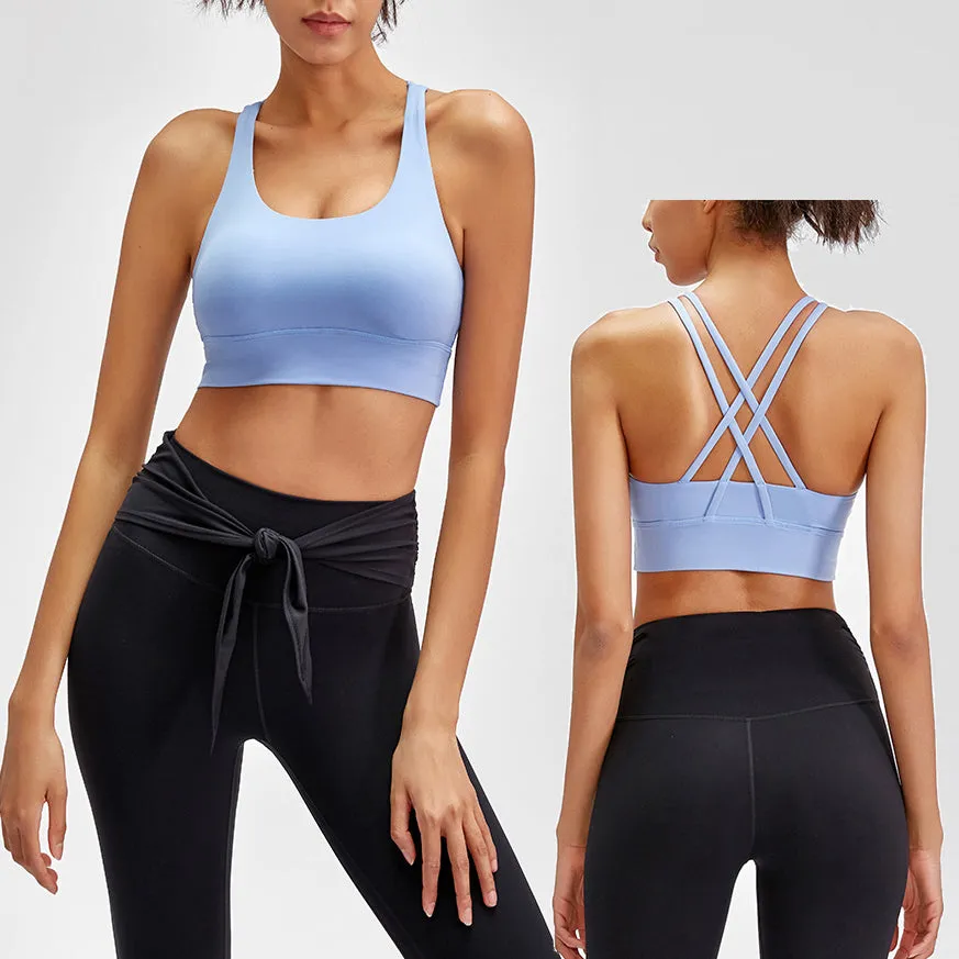 New cross beauty back gym fitness bra brushed high strength shock proof support sports yoga BRA