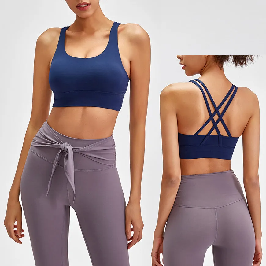 New cross beauty back gym fitness bra brushed high strength shock proof support sports yoga BRA