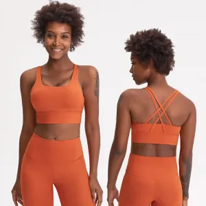 New cross beauty back gym fitness bra brushed high strength shock proof support sports yoga BRA