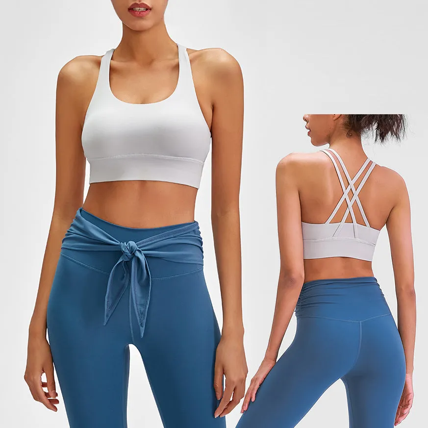 New cross beauty back gym fitness bra brushed high strength shock proof support sports yoga BRA