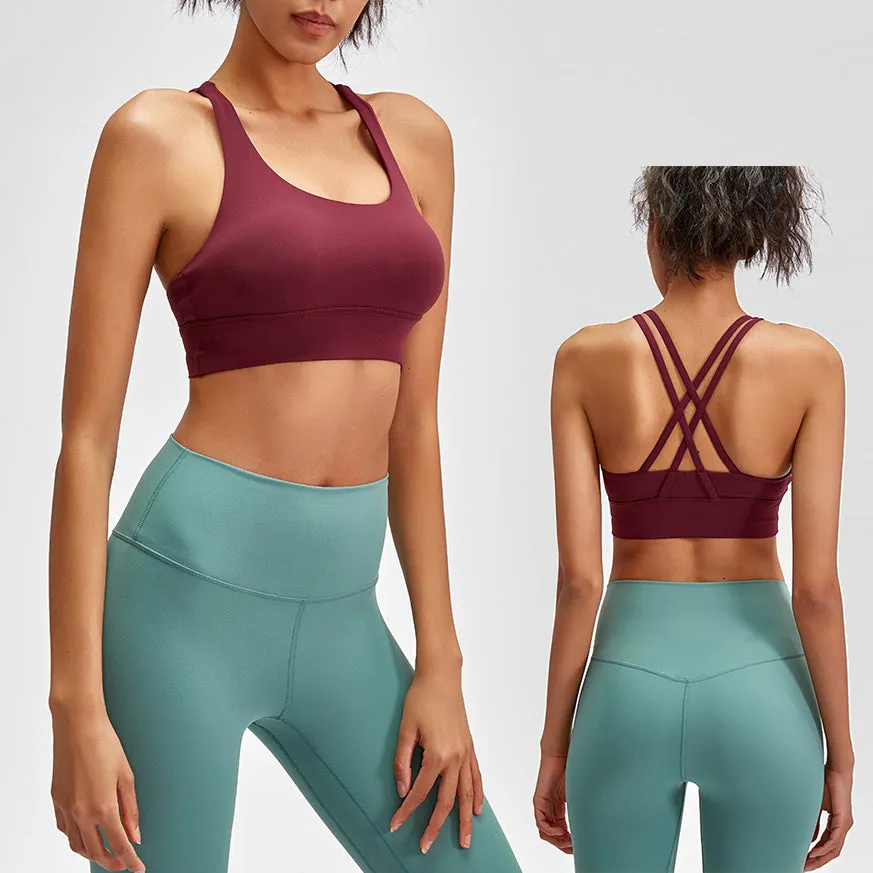 New cross beauty back gym fitness bra brushed high strength shock proof support sports yoga BRA