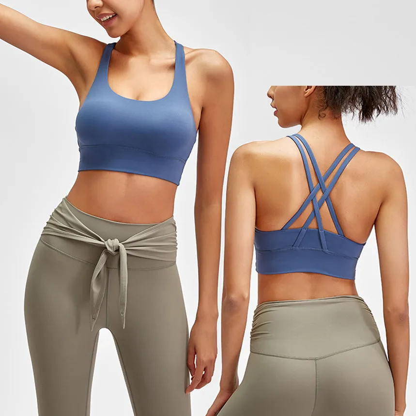 New cross beauty back gym fitness bra brushed high strength shock proof support sports yoga BRA