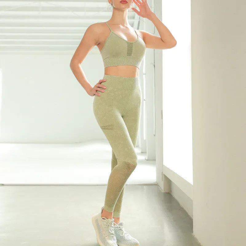 New  ZABRI Outdoor-Indoor Seamless Gym Wear- Two Piece Mesh Workout High Waist Fitness Yoga Set