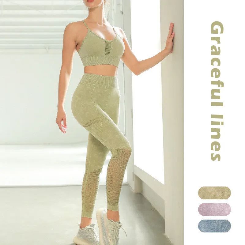 New  ZABRI Outdoor-Indoor Seamless Gym Wear- Two Piece Mesh Workout High Waist Fitness Yoga Set