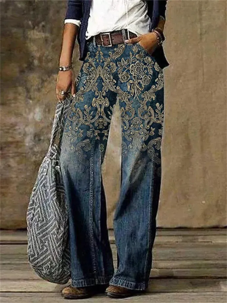Olivette - high quality cotton twill denim trousers