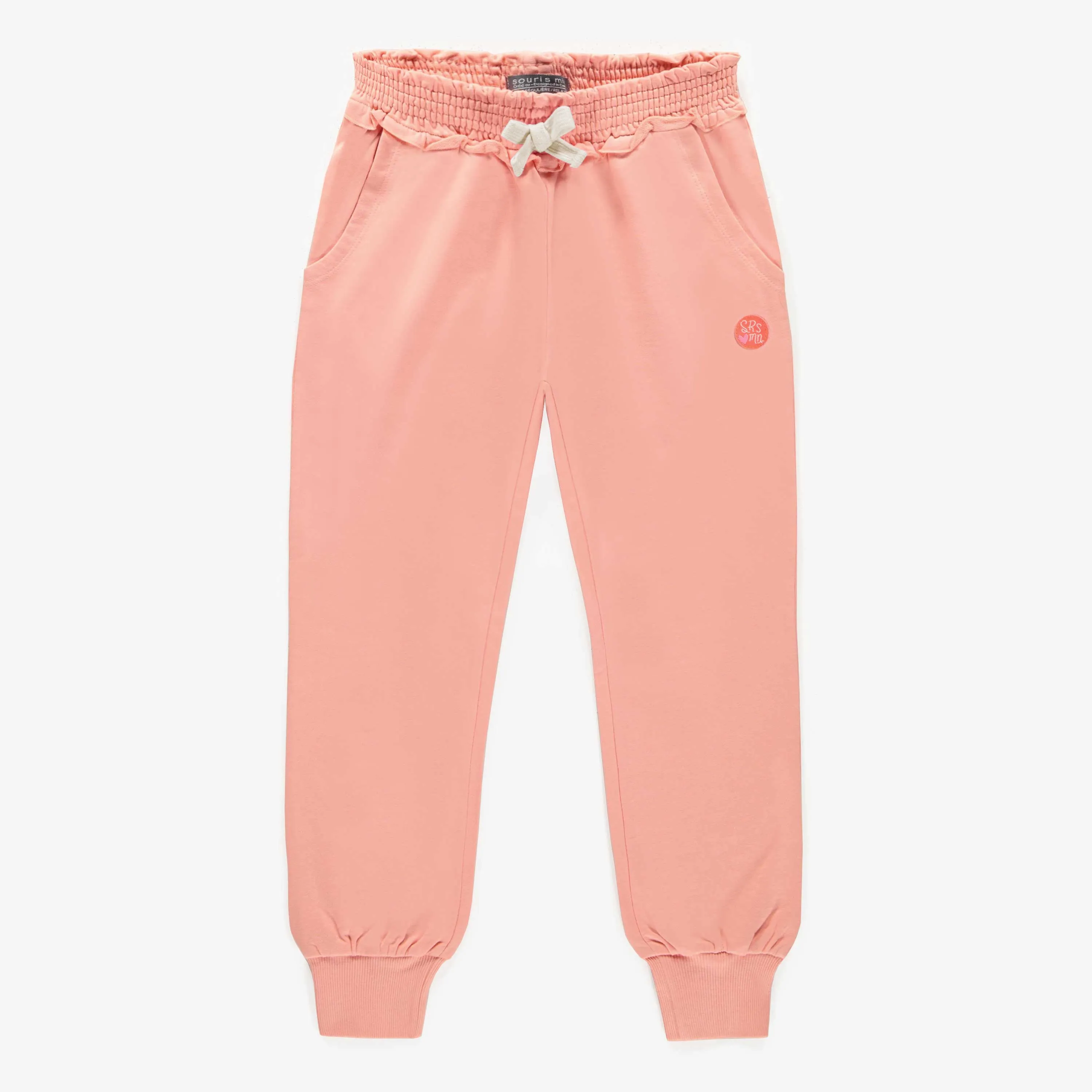 Pantalon coupe décontractée rose en coton français, enfant || Pink relaxed fit pants in french terry, child
